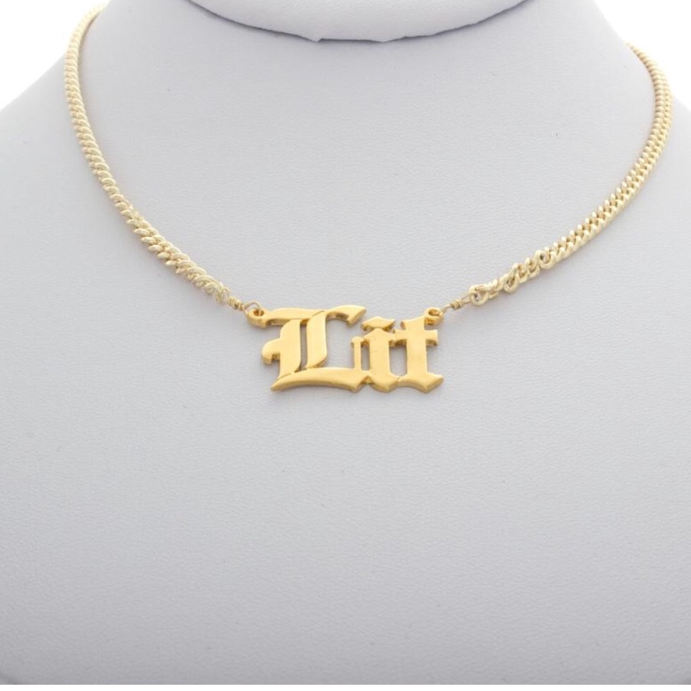 LIT - 18k Gold plated nameplate adjustable Choker